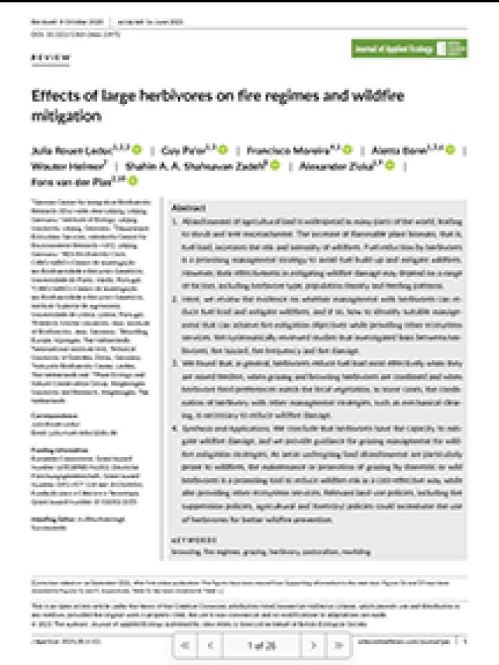 Effects of large herbivores on fire regimes and wildfire mitigation