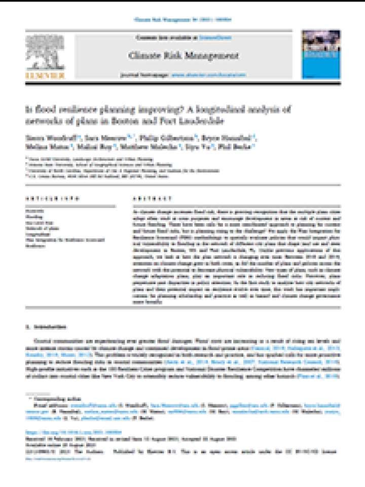 Is flood resilience planning improving- A longitudinal analysis of networks of plans in Boston and Fort Lauderdale