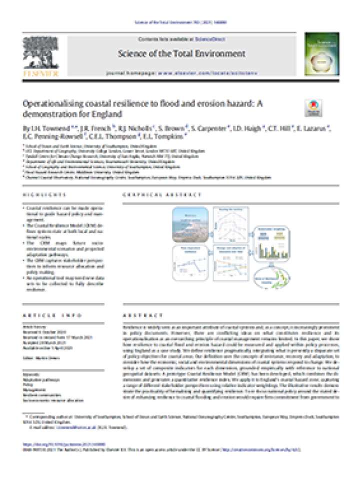 Operationalising coastal resilience to flood and erosion hazard