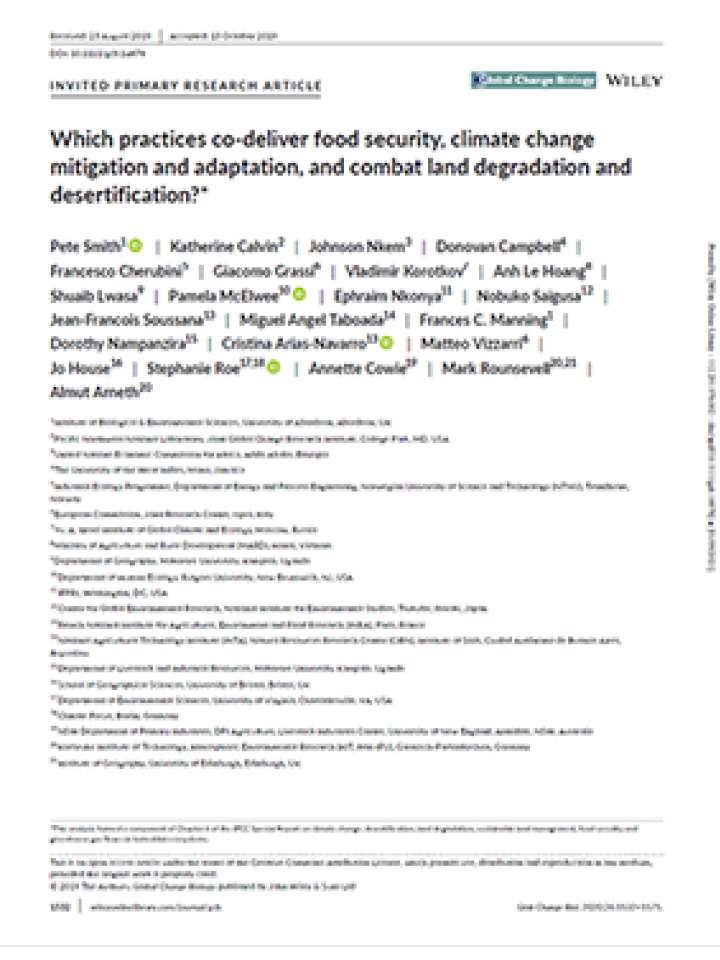Which practices co-deliver food security, climate change mitigation and adaptation, and combat land degradation and desertification?