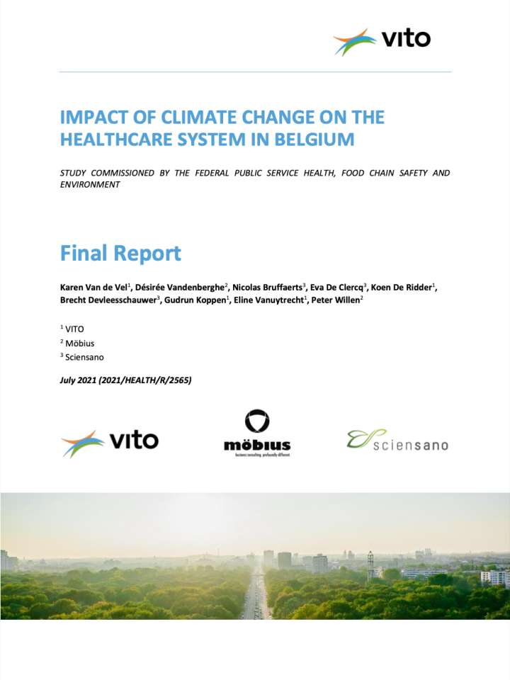 Coverpage of "Impact of climate change on the healthcare system in Belgium"