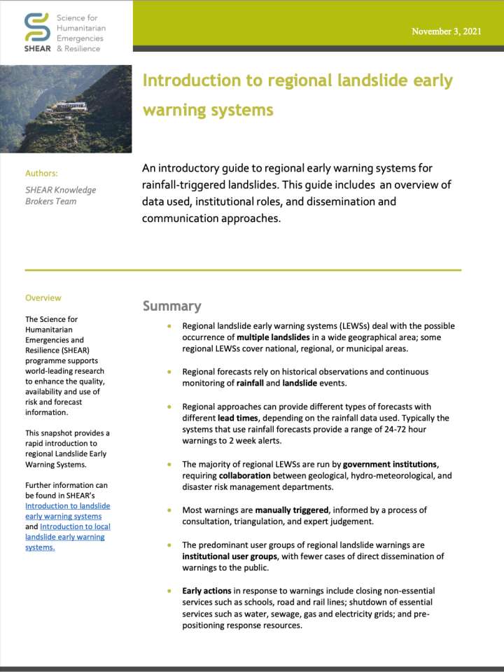 Introduction to regional landslide early warning systems | PreventionWeb