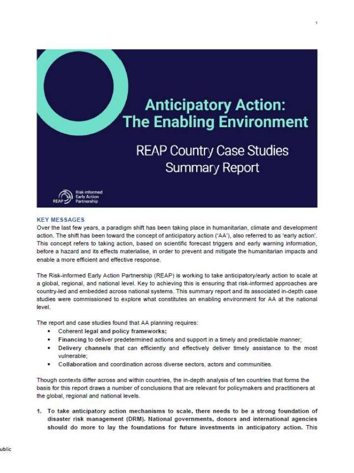 Anticipatory Action: The Enabling Environment