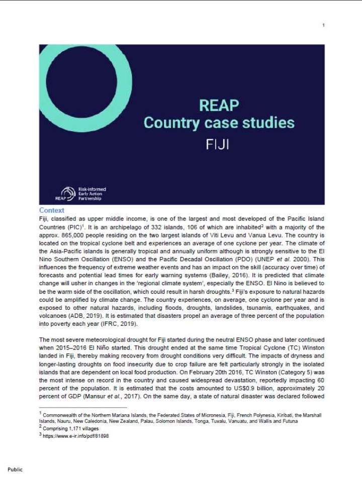 REAP Anticipatory Action: The Enabling Environment Case Studies (Fiji)