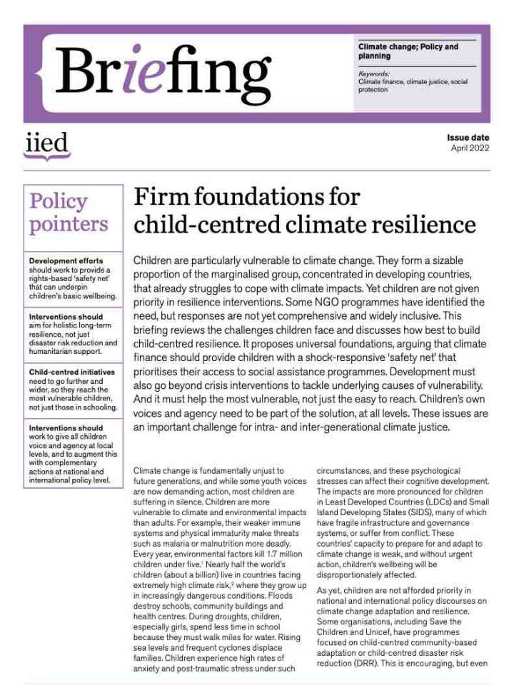 Cover of the IIED briefing