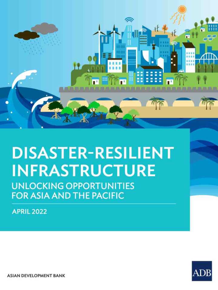 Cover of the ADB publication: drawing of a coastal urban area