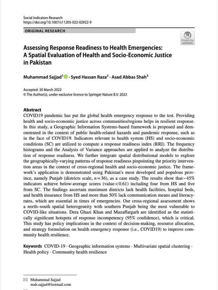 Cover page of the article
