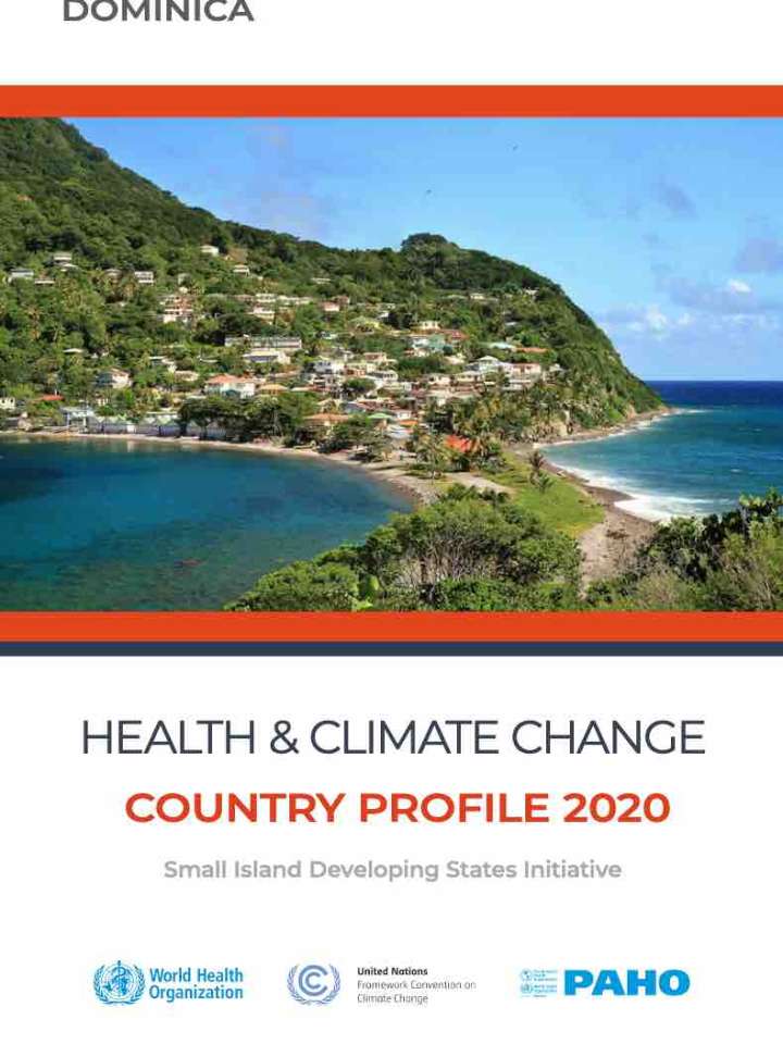Cover of the health and climate change country profile Dominica: coast line