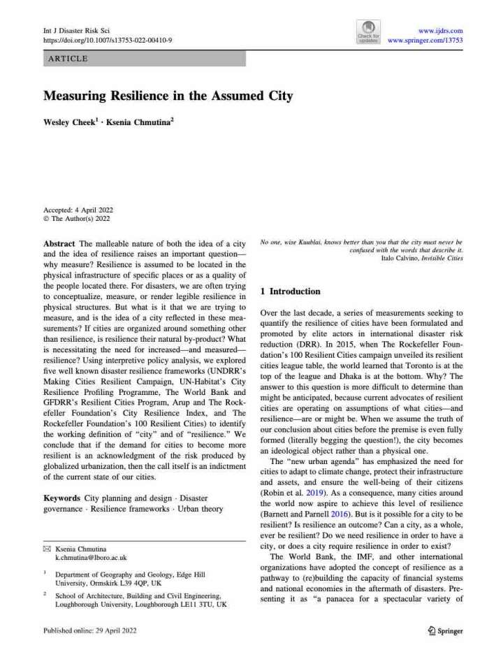 Cover page of the article