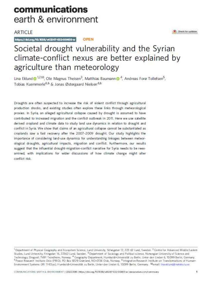 Societal drought vulnerability and the Syrian climate-conflict nexus