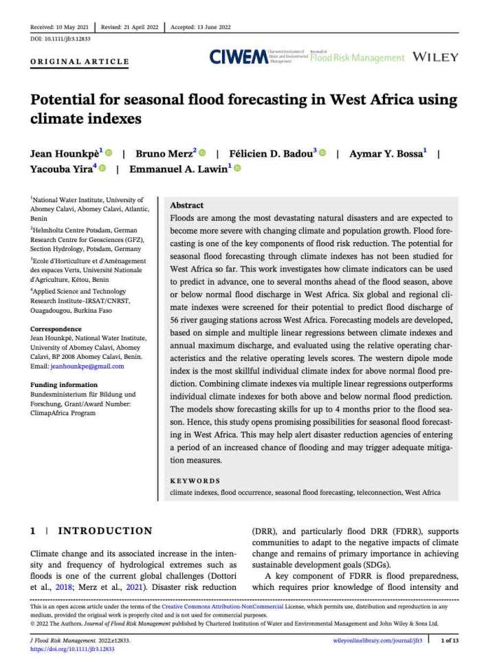 Cover page of the article