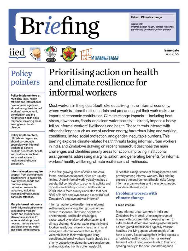 Cover page of the IIED briefing
