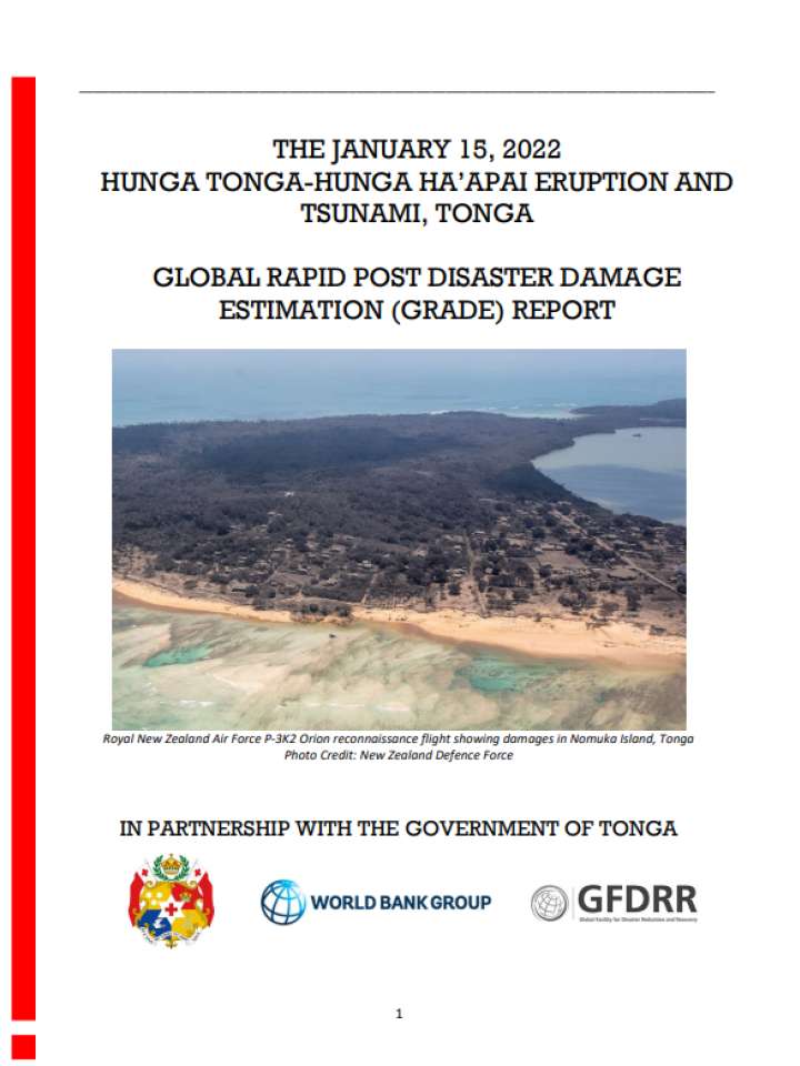 Global Rapid Post-Disaster Damage Estimation (GRADE) for Hunga Tonga–Hunga Haʻapai Volcanic Eruption