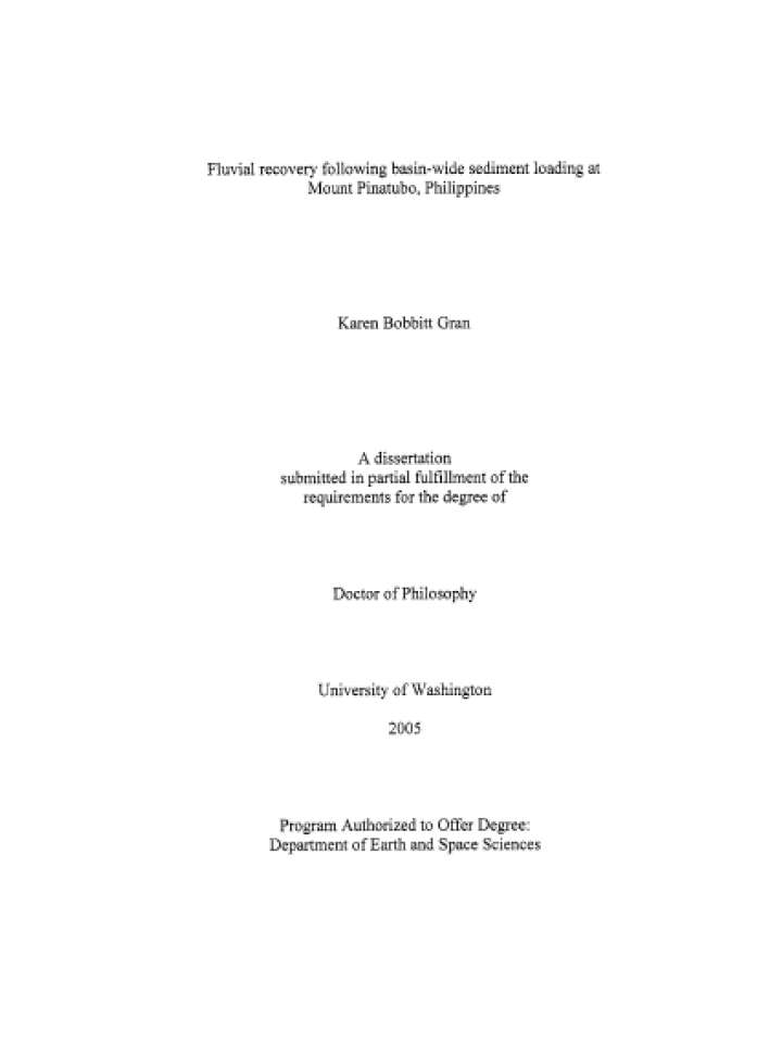 Fluvial recovery following basin-wide sediment loading at Mount Pinatubo, Philippines