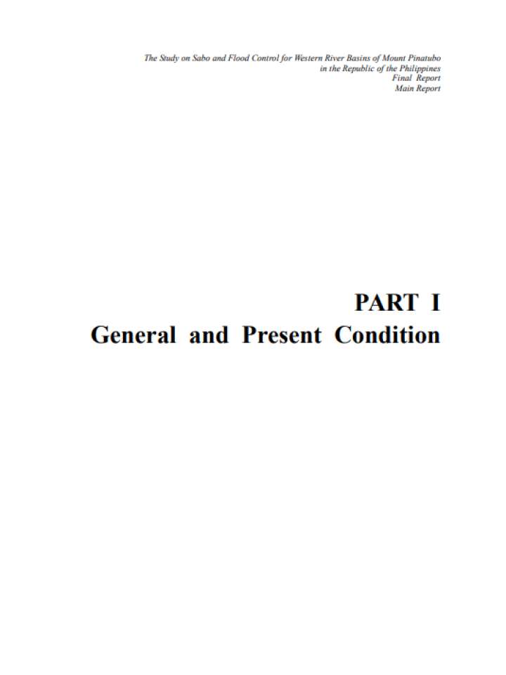 The Study on Sabo and Flood Control for Western River Basins of Mount Pinatubo in the Republic of the Philippines Final Report Main Report