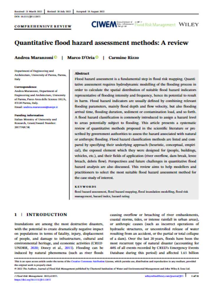 Quantitative flood hazard assessment methods: A review
