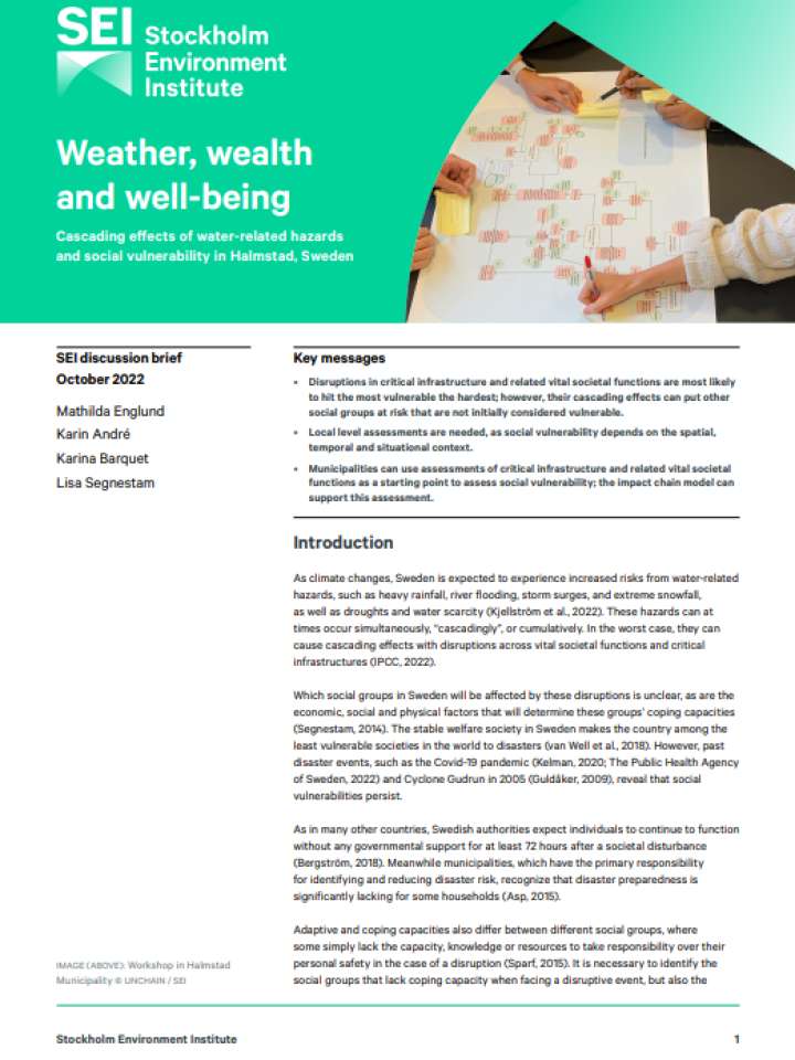 Weather, wealth and well-being: cascading effects of water-related hazards and social vulnerability in Halmstad, Sweden