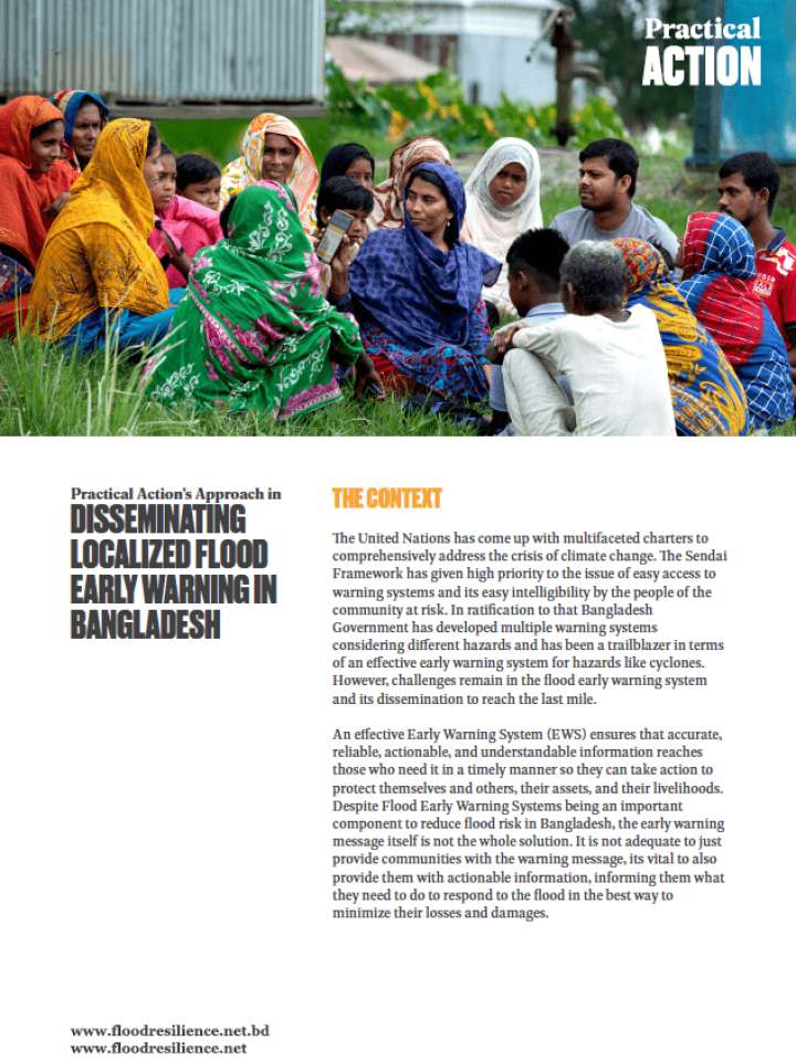 Practical action's approach in disseminating localized flood early warning in Bangladesh