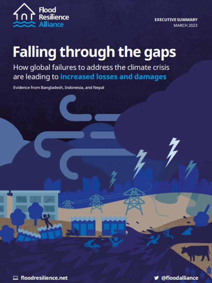 Cover of "Falling through the gaps: how global failures to address the climate crisis are leading to increased losses and damages – Executive Summary"