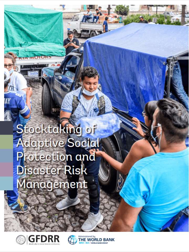 Cover of "Stocktaking of adaptive social protection and disaster risk management".