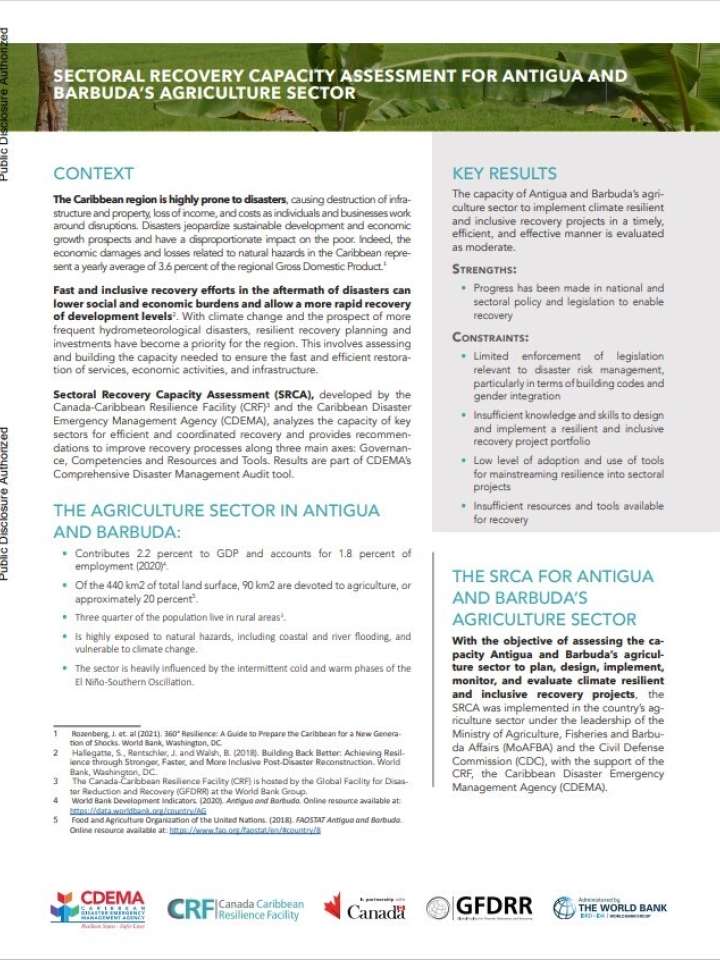 Sectoral Recovery Capacity Assessment for Antigua and Barbuda’s Agriculture Sector