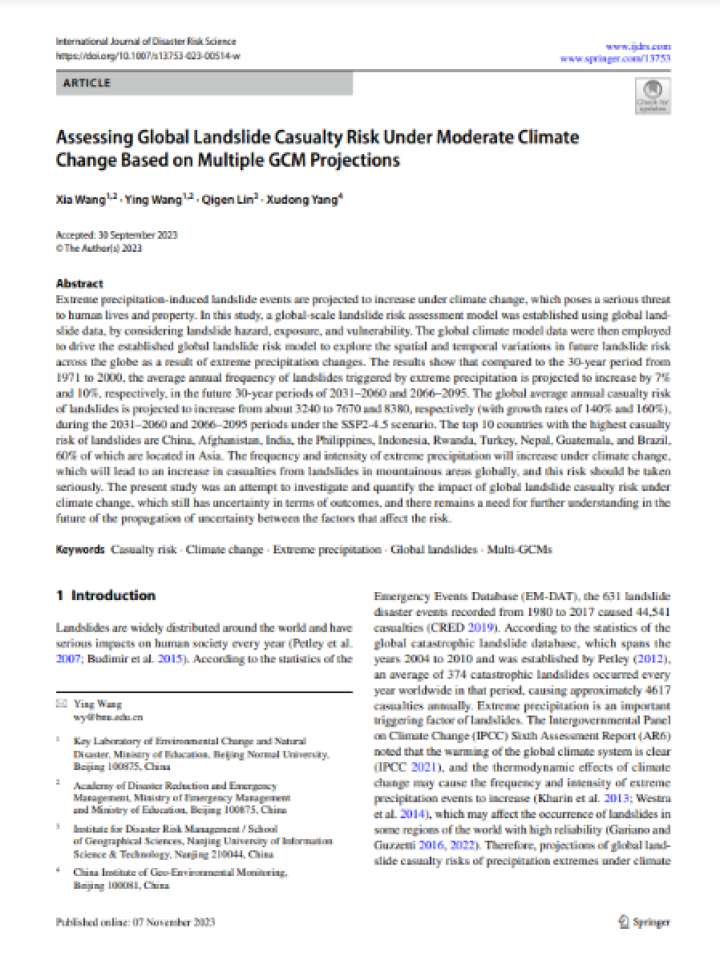 Cover and source: International Journal of Disaster Risk Science