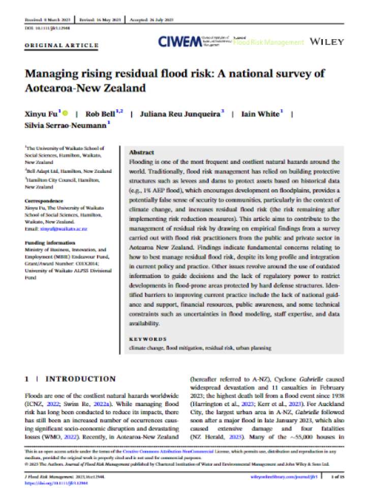 Cover and source: Journal of Flood Risk Management