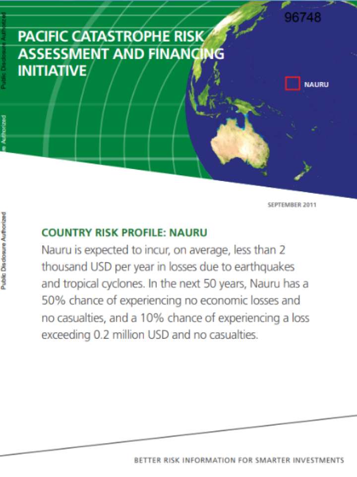 Cover and source: Pacific Catastrophe Risk Assessment and Financing Initiative