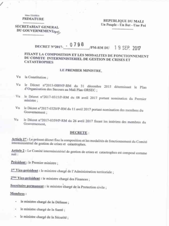 Cover and source: Government of Mali