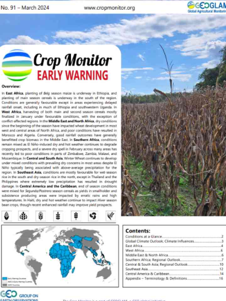 Cover and source: Group on Earth Observations Global Agricultural Monitoring Initiative