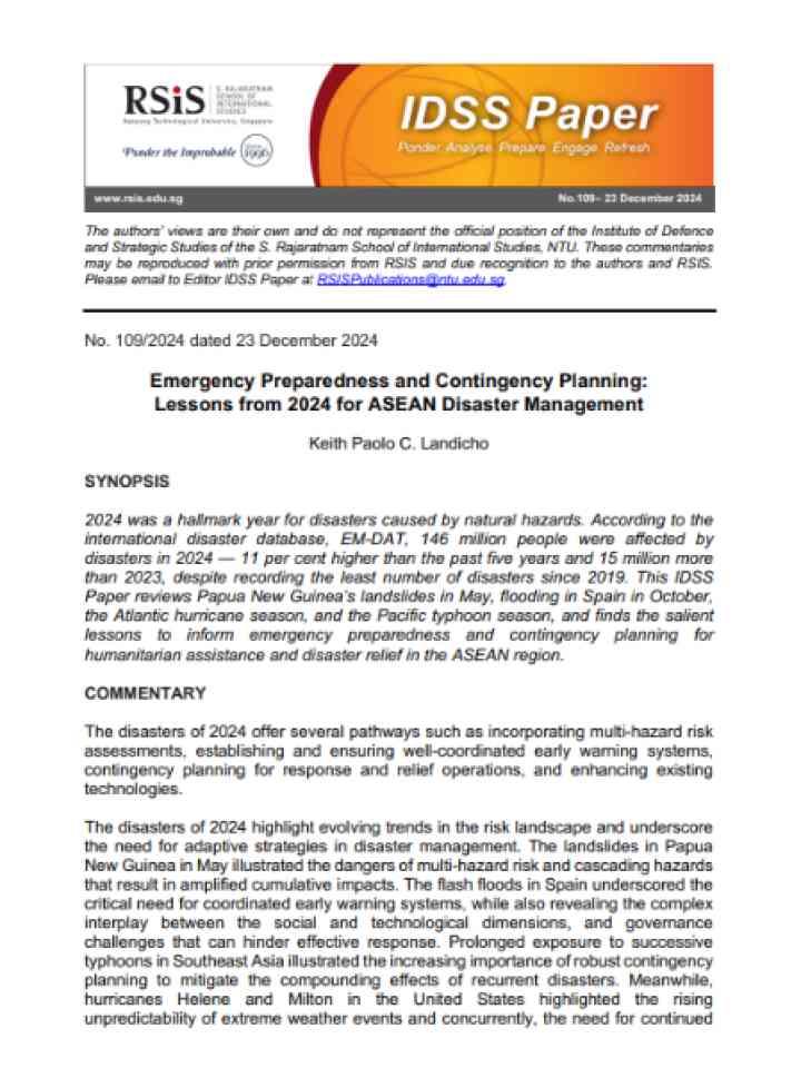 Cover and source: S. Rajaratnam School of International Studies