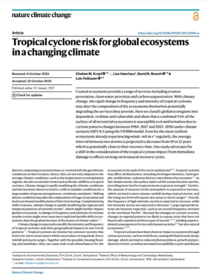 Cover and source: Nature Climate Change
