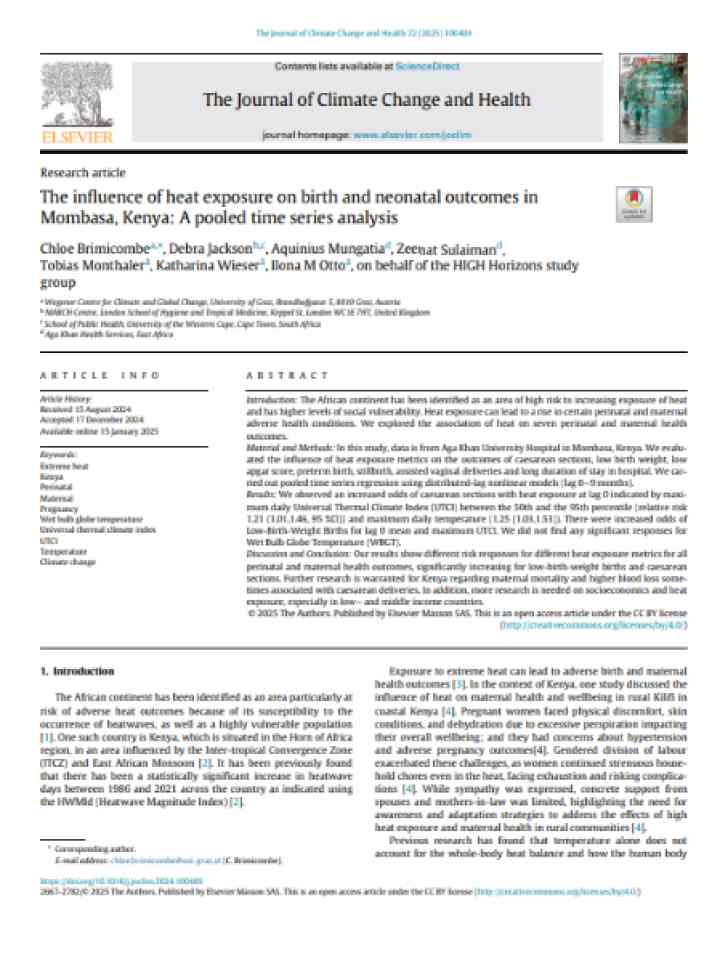 Cover and source: The Journal of Climate Change and Health