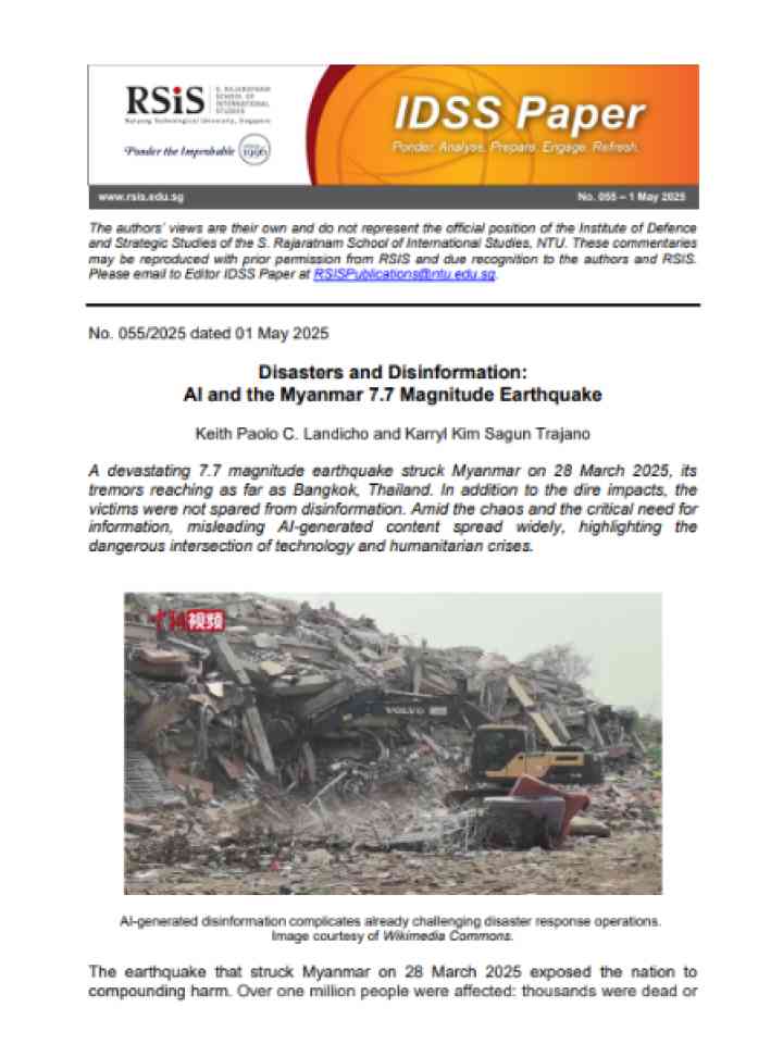 Cover and source: S. Rajaratnam School of International Studies