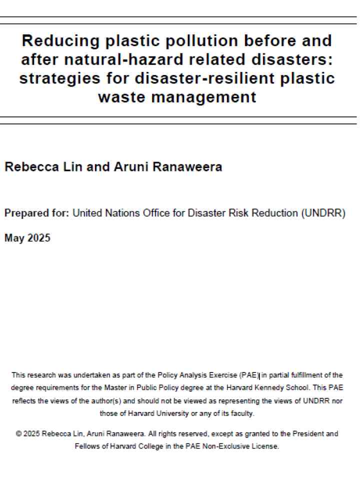 Reducing plastic pollution before and after natural-hazard related disasters