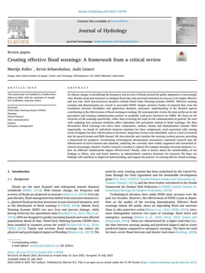 Creating effective flood warnings: A framework from a critical review