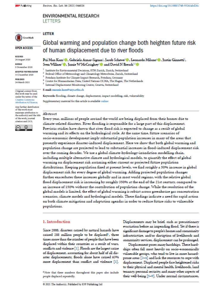 Global warming and population change both heighten future risk of human ...