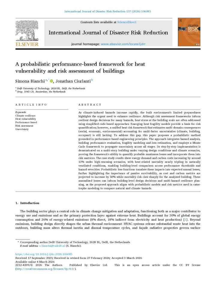 A probabilistic performance-based framework for heat vulnerability and risk assessment of buildings thumbnail