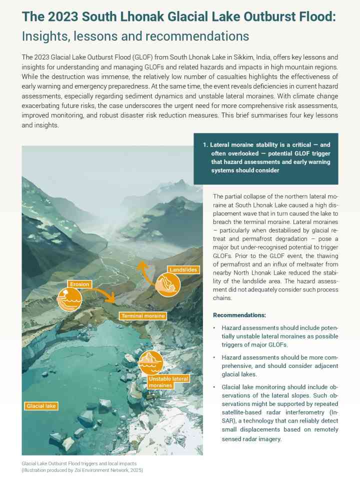 The 2023 South Lhonak Glacial Lake Outburst Flood: Insights, lessons and recommendations thumbnail
