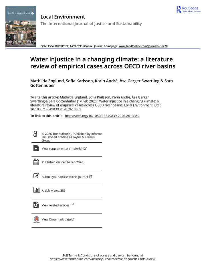 Water injustice in a changing climate: A literature review of empirical cases across OECD river basins thumbnail