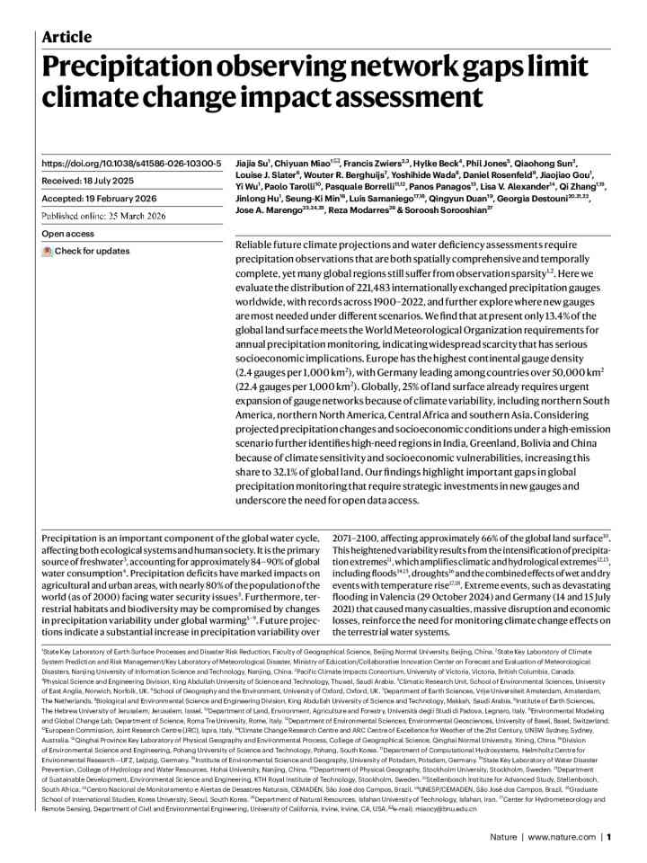 Precipitation observing network gaps limit climate change impact assessment thumbnail