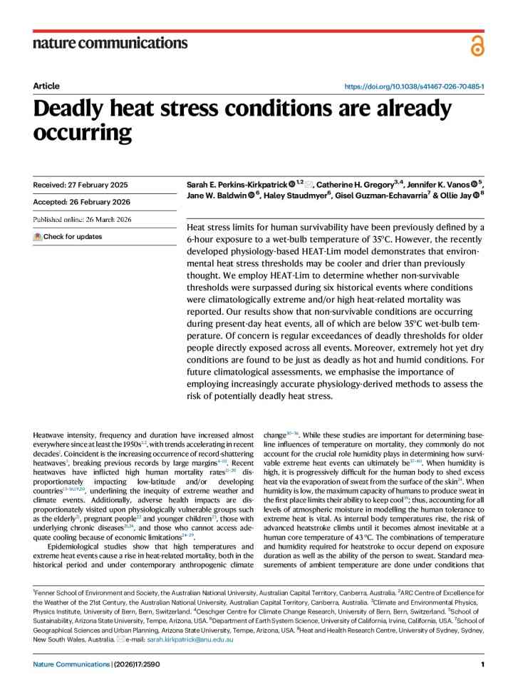 Deadly heat stress conditions are already occurring thumbnail