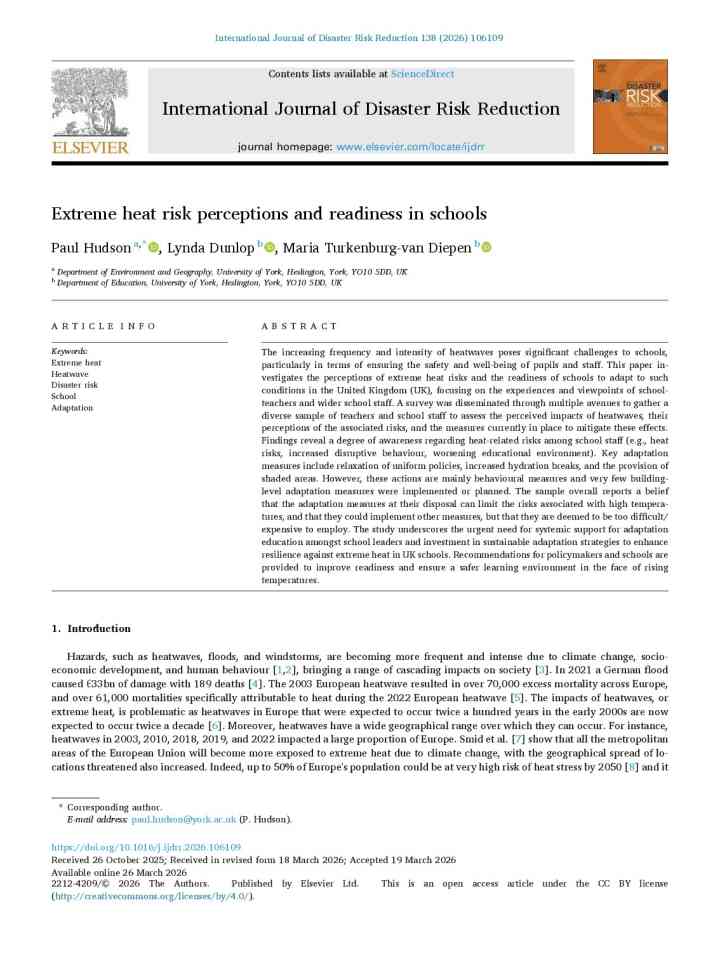 Extreme heat risk perceptions and readiness in schools thumbnail