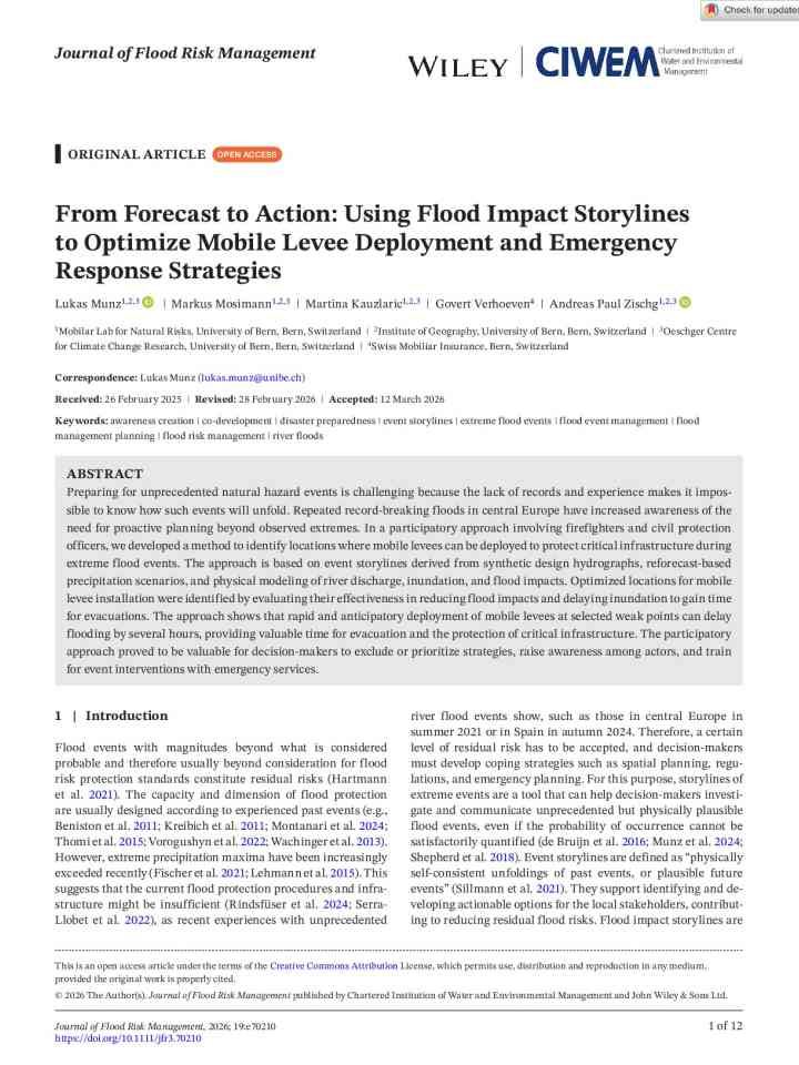 From forecast to action: using flood impact storylines to optimize mobile levee deployment and emergency response strategies thumbnail