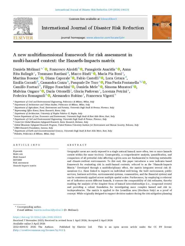 A new multidimensional framework for risk assessment in multi-hazard context: the Hazards-Impacts matrix thumbnail