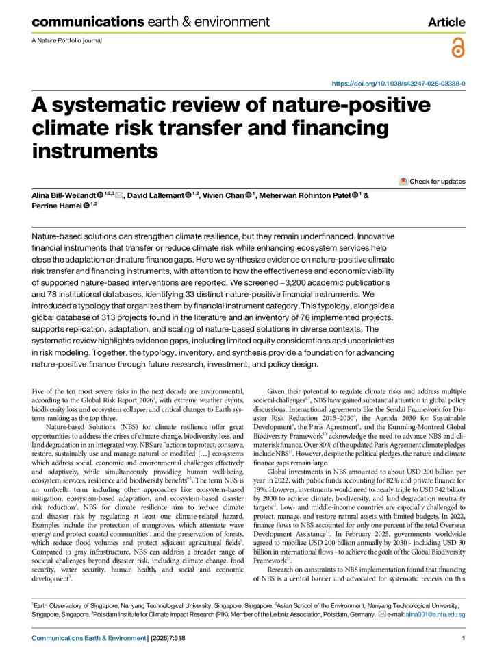 A systematic review of nature-positive climate risk transfer and financing instruments thumbnail