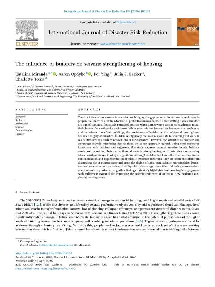 The influence of builders on seismic strengthening of housing thumbnail