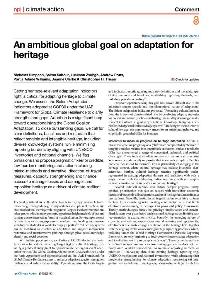An ambitious global goal on adaptation for heritage thumbnail