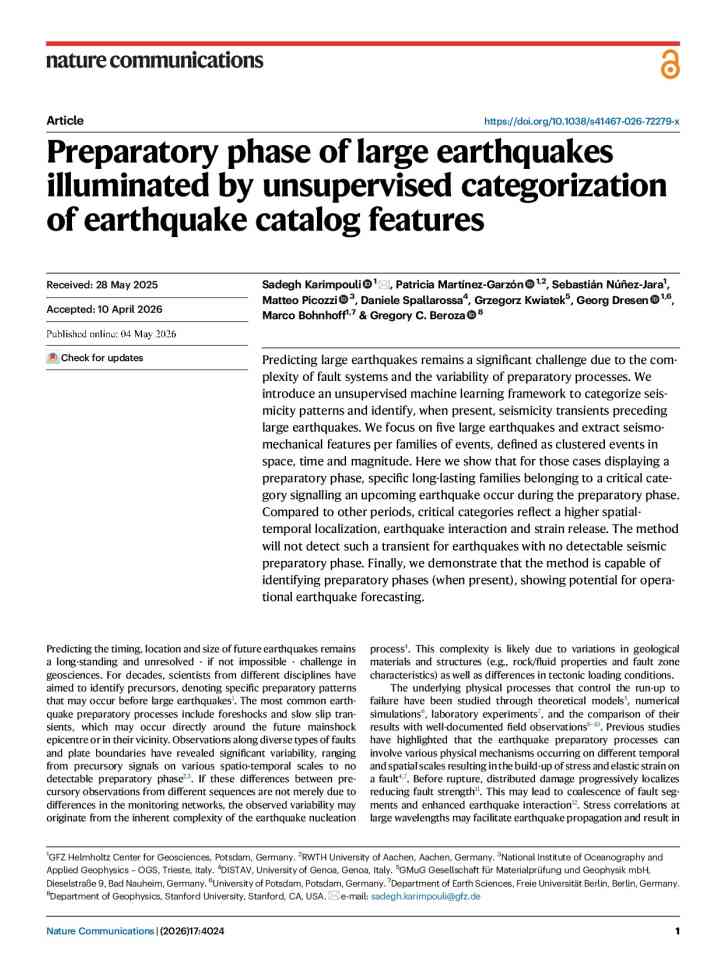 Preparatory phase of large earthquakes illuminated by unsupervised categorization of earthquake catalog features thumbnail