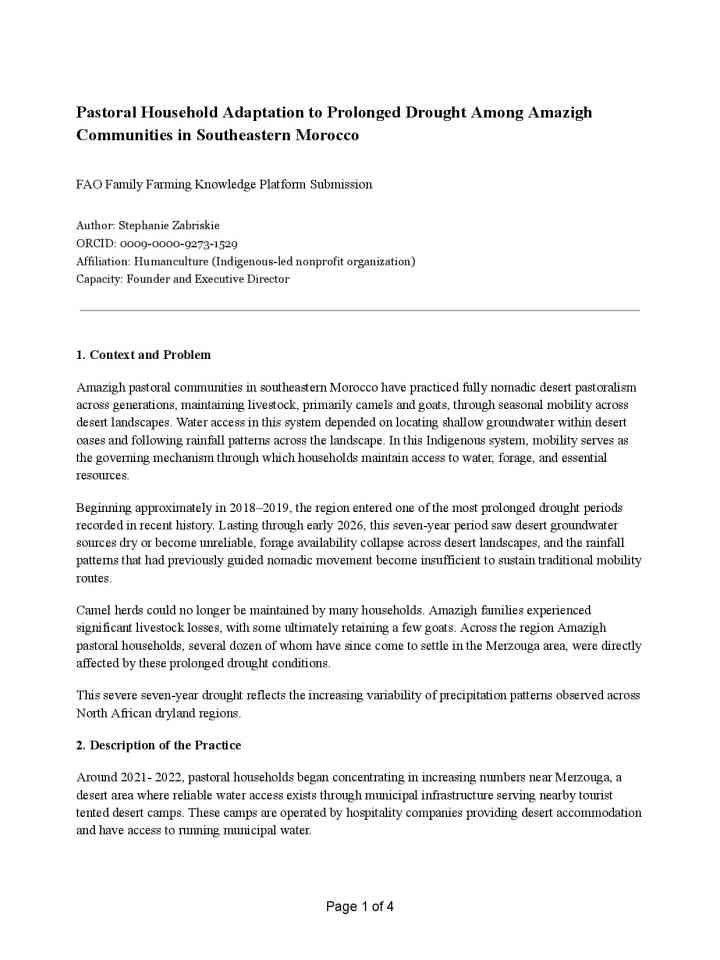 Pastoral adaptation to prolonged drought in Morocco: Household strategies among Amazigh nomadic communities thumbnail